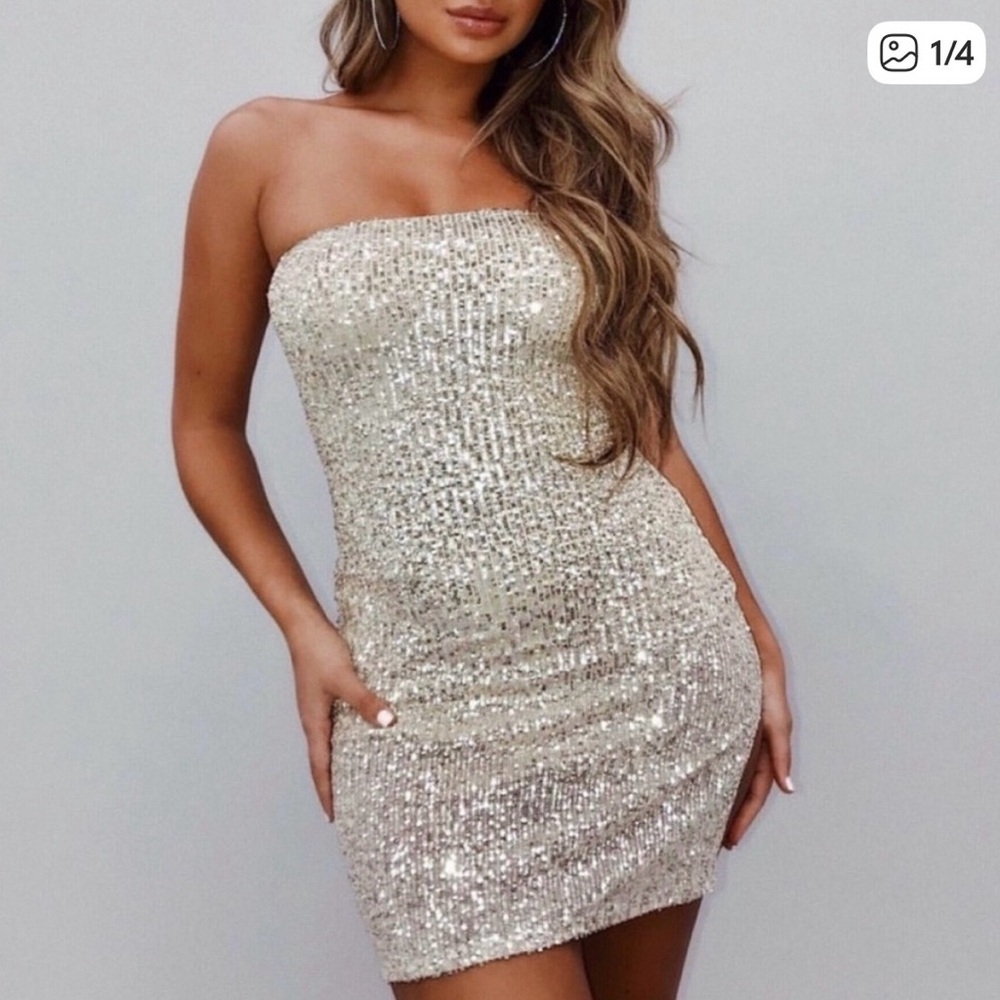 Sequin Strapless Bodycon Dress